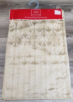 Lenox Table Runner Decorative Gold Floral 14" x 90" Thanksgiving Christmas NEW - Image 1 of 4