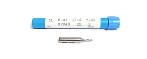 1/16" (.0625") 1/16 Inch 2 Flute HSS Ball End Mill 3/16" Shank Putnam 92843 R-3S - Picture 1 of 3