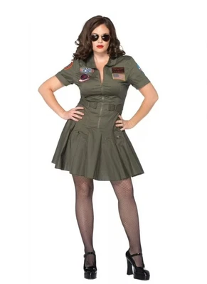 New Leg Avenue Top Gun Flight Dress Costume Halloween Cosplay Plus Size 1X 2 X - Image 1 of 4