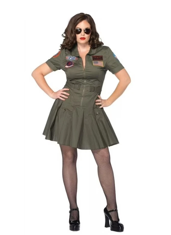 Nuevo Leg Avenue Top Gun Vestido de Vuelo Disfraz Halloween Juegos con disfraces Talla Grande 1X 2 X Foto 1 de 4