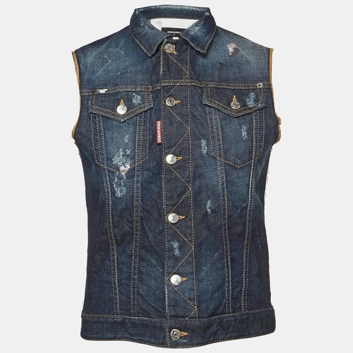 Dsquared2 Gilet Denim Blu Navy Invecchiato M