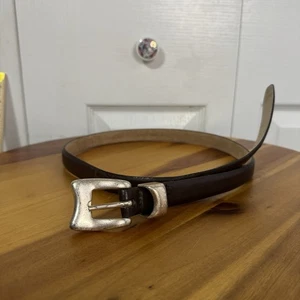 Vintage brauner Ledergürtel silberfarbene Schnalle Damen Größe Medium Rodeo Boho " - Bild 1 von 4