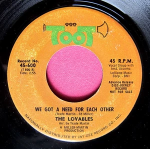 THE LOVABLES - You Can't Dress Up a Broken Heart - Promo 45 rpm - Toot 600 - Picture 1 of 2