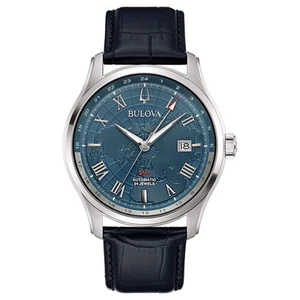 Orologio Bulova Uomo Wilton GMT Automatico Quadrante Blu 43mm 96B385 - Picture 1 of 4