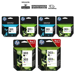 Lotto cartucce inchiostro nero e colore originali HP 303 / 303XL per Envy Photo 6234 6200 - Foto 1 di 14