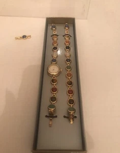 Avon Semi Precious Cabochon Watch & Bracelet Year 2000 - Picture 1 of 7
