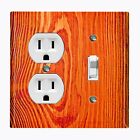 Metal Light Switch Cover Wall Plate Wood Grain Print