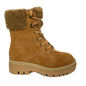 Vintage Havana Stiefel Damengröße 7,5 Armory beige Leder Fell Schnürung Combat neu im Karton - Bild 1 von 9