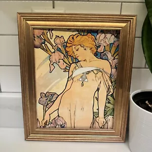 GERAHMTER Druck Art Deco Jugendstil toller Gatsby Vintage Alphonse Mucha Dekor - Bild 1 von 3