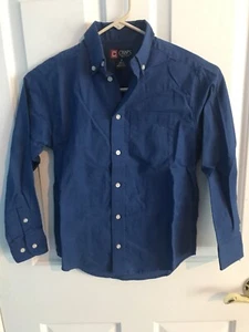 Boys Blue Long sleeve Button Shirt Chaps Size 8 Gently Used - Picture 1 of 3