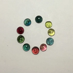 Amazing multi tourmaline cabochon gemstone good color 10 pcs round 9.05 carat - Picture 1 of 4