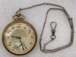 Elgin Open Face 345 12s 17 Jewels Pocket Watch Keystone Base Metal - Working - Picture 1 of 24