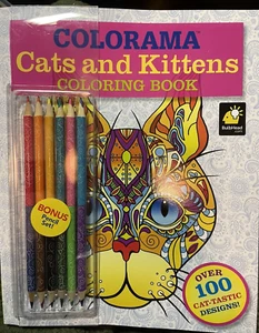 Colorama Cats Kittens Coloring Book with bonus pencil set NEW for CAT LOVERS! - Picture 1 of 9