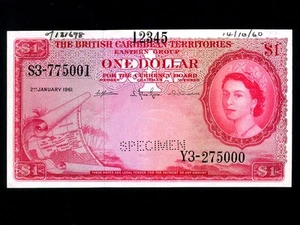 Ter Caribe Británico.:P-7cs, 1 $, 1961 * Reina Isabel II * Espécimen * UNC * - Imagen 1 de 2