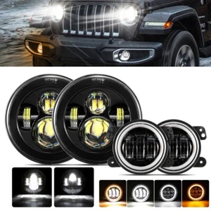 2Pc 4" Amber White LED Fog Lights DRL For Jeep Wrangler JK 07-16 Dodge Chrysler - Bild 1 von 12