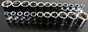 NEW Craftsman 1/4" 23 pc SAE/Metric Socket Set, 6pt, Standard/Shallow, Chrome - Picture 1 of 3