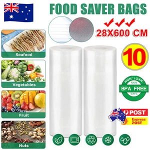 10 Rolls 6MX28cm Vacuum Food Sealer Saver Bag Seal Storage Commercial Heat Grade - Picture 1 of 16