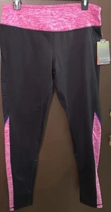 Women's Black Heather Pink Tek Gear Warm Tek Athletic Performance Pants L Large - Picture 1 of 8