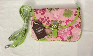 Emilie Sloan Seattle Pink Floral Crossbody Shoulder Bag Purse Green Accents NEW - Picture 1 of 5