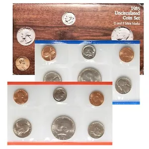1985 P & D US Mint Set USA OVP Regierungsverpackung Box Cello - Bild 1 von 2
