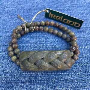 J.C. Walsh & Sons Irish Connemara Marble: Celtic Braided Bracelet #1011 Nwt