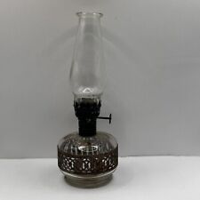 Vintage Lamplight Farms Clear Glass Oil Lamp  8.5" - Metal Inlay Base 8"
