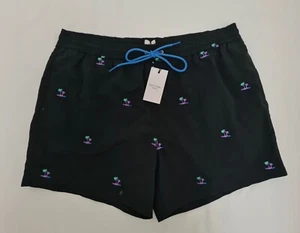 Paul Smith Swim Shorts Embroidery Palms Black Size XL - Picture 1 of 5