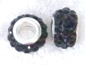 Strass Großlochperle - Form: Ring - Farbe schwarz - 12 x 7 mm - ID 4 mm - Bild 1 von 1