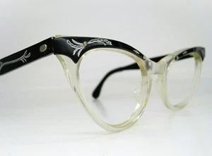 Vintage 50s Glasses Eyeglasses or Sunglasses Frame Decorative Black 46-22 - Picture 1 of 7