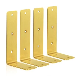 Gold Shelf Brackets 4 Pack Heavy Duty Floating Shelf Bracket Stainless Steel ... - Picture 1 of 7