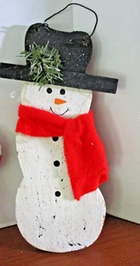 Wood 12.5" SNOWMAN WALL HANGING - Picture 1 of 1