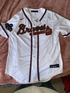 Nike Atlanta Braves Gold Program World Series Jersey Sz MEDIUM Acuña Jr - Picture 1 of 5
