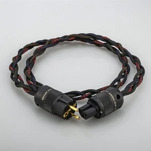 Cable trenzado enchapado en plata OCC con enchufe enchapado en oro Cable de alimentación de audio HiFi de EE. UU./UE - Imagen 1 de 10