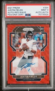 2021 Prizm Justin Fields Rookie Auto Red Wave /149 #334 PSA 9 - Picture 1 of 3