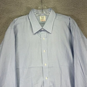 Budd Shirtmakers Hemd Herren 17 Blau Geometrisch Knopfleiste Langarm Flip Cuff - Bild 1 von 8