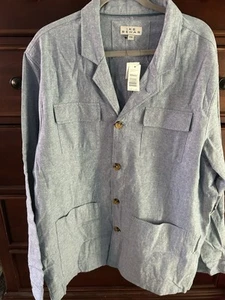 Ike Behar Shirt Jacket Mens 2XL Blue Linen Cotton Field Jacket Unlined NEW $125 - Picture 1 of 9