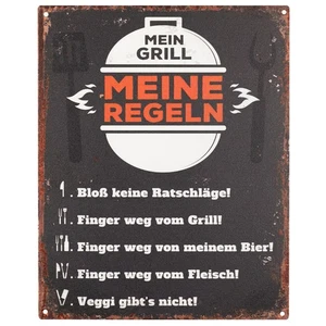 Targa in latta 20 x 25 cm Il mio barbecue le mie regole retrò vintage decorazione parete - Foto 1 di 6