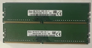 16GB SK hynix 2 x 8GB 1Rx8 PC4-2400T-ED2-11 ECC Unbuffered HMA81GU7DJR8N-VK - Picture 1 of 2