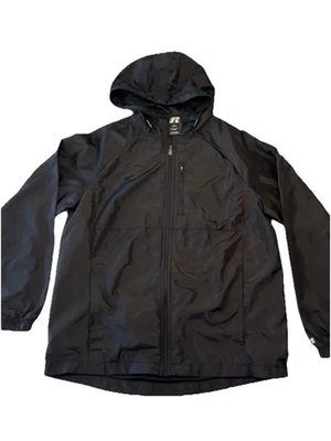 RUSSELL ATHLETIC Mens Hooded Rain Jacket Size 38/40 Medium Black Excellent Cond - Image 1 of 4