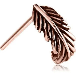Rose Gold PVD 316L Surgical Steel Nose Ring Screw L Bend Feather Nose Hugger 20G - Picture 1 of 1