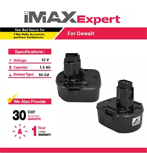 2x Batería de NiCd 12V 1.5Ah para Dewalt DC9071 DW9072 DW9071 DE9075 DE9074 - Imagen 1 de 10