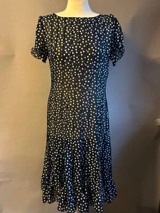 Dressbarn Blue Polka Dot Sheer Dress - Size 10 - Picture 1 of 4