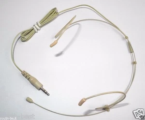 Beige Head Headset Microphone Mic with 3.5mm Jack Stereo For PC Wireless System - Picture 1 of 7
