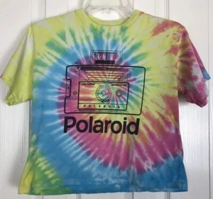 Junior Polaroid XS Rainbow Tie Dye T-Shirt Kurzarm Kamera Blau Pink Gelb - Bild 1 von 5