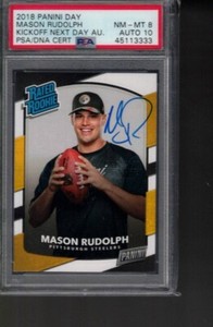 MASON  RUDOLPH rc  2018  PANINI next day kick off  PSA 8 10   rookie AUTOGRAPH