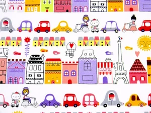 Süßer Stoff "Oui Oui Paris" Frankreich Stadtmarkt - Bild 1 von 2