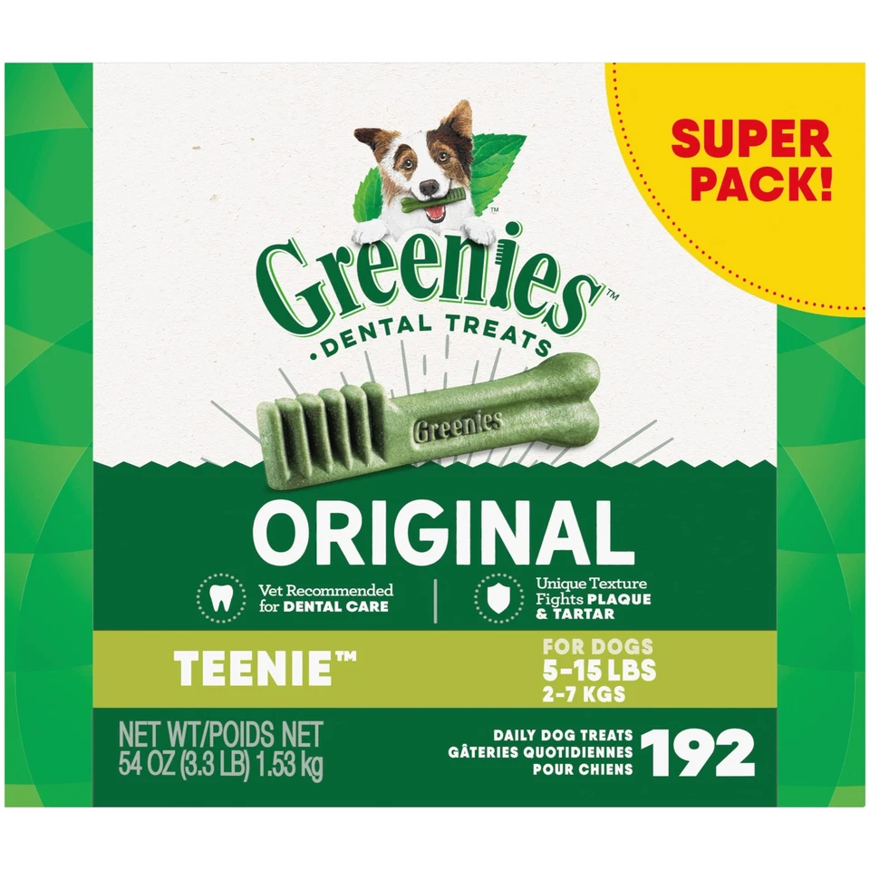 GREENIES Original TEENIE Dental Perro Golosinas 192 Unidades Dientes Limpias Naturales Foto 1 de 4