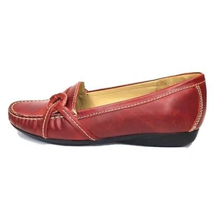 L.L. Bean Driving Loafers Size 8.5 M Red Leather; X Straps; Stitched Details - Picture 1 of 9