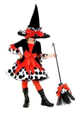 2 peças fantasia de Halloween Samantha bruxa cruella bolinhas Tween 14-16 feminina P 4-6 - Imagem 1 de 4
