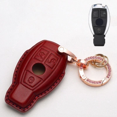 For Mercedes Benz A B C E S G SL SLK GLA GLK Genuine Leather Car Key Case Cover Foto 1 de 4